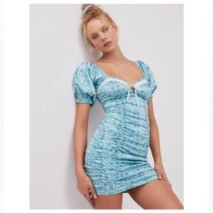 NWT For Love & Lemons Blue Alana Flora
Dress Medium